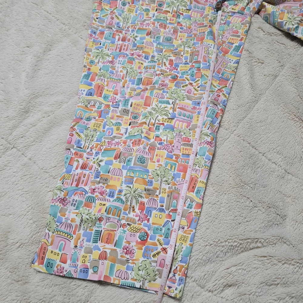 Talbots Italian Coastal Beach Print Crop Ankle Pants Stretch Colorful 10 P - Picture 11 of 16